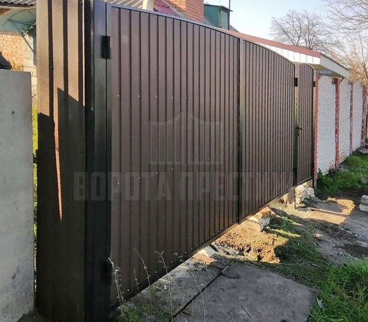 Механические распашные ворота из профнастила РС-453 - фото 3