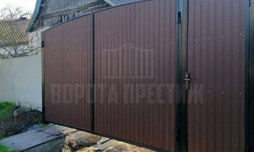 Механические распашные ворота из профнастила РС-453 - фото 4