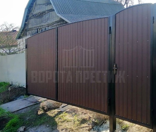 Механические распашные ворота из профнастила РС-453 - фото 4