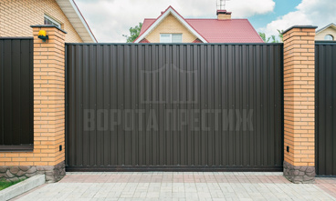 Откатные ворота из профлиста для загородного дома ОТ-409 - фото 2
