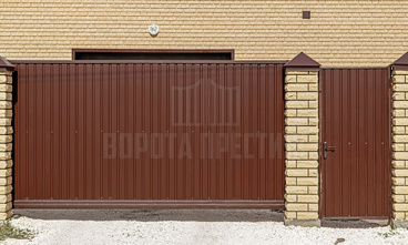 Откатные механические ворота из профнастила ОТ-401