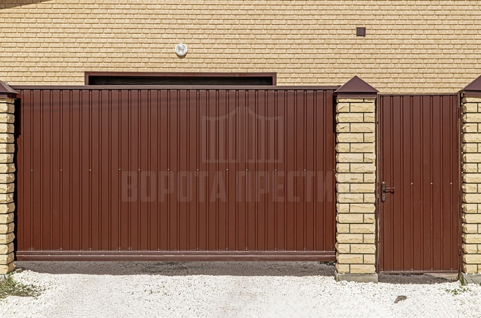 Откатные механические ворота из профнастила ОТ-401