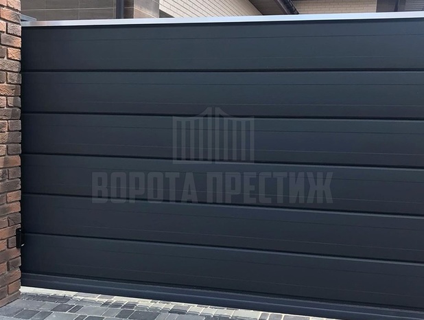 Современные откатные алюминиевые ворота для частного дома ОТ-102 - фото 3