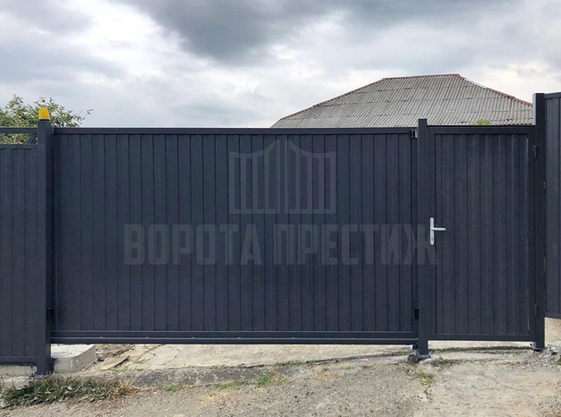 Откатные ворота An-Motors из профнастила ОТ-266